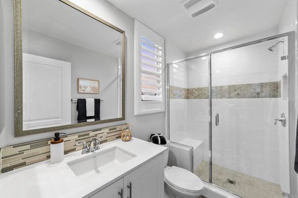 Bathroom, Glass Shower, Interior, Recessed Lighting