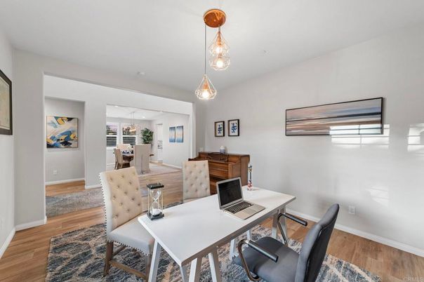 Home Office, Interior, Pendant Lights, Wood Texture Flooring