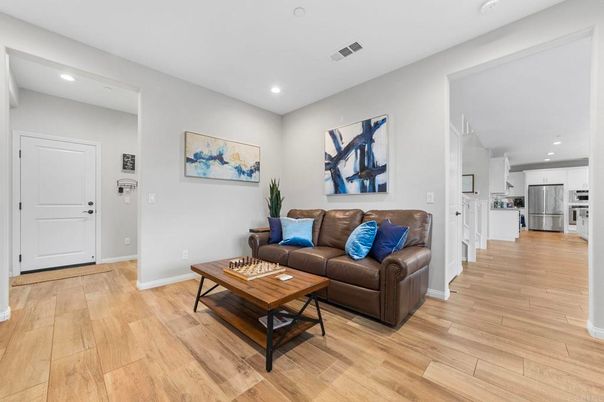 Interior, Kitchen, Living room, Recessed Lighting, Wood Texture Flooring