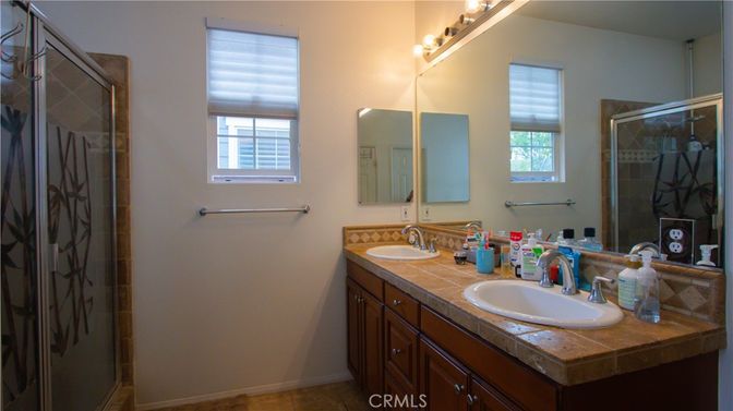 Bathroom, Dual Sink Vanities, Glass Shower, Interior, Tile Countertops
