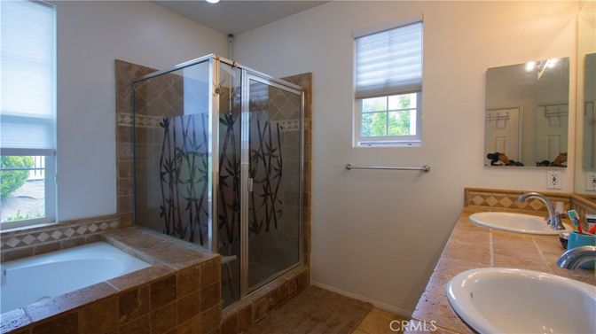 Bathroom, Dual Sink Vanities, Glass Shower, Interior, Tile Countertops