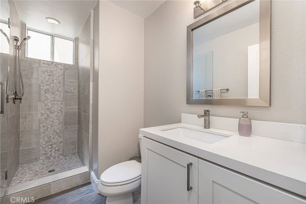 Bathroom, Glass Shower, Interior, Wood Texture Flooring