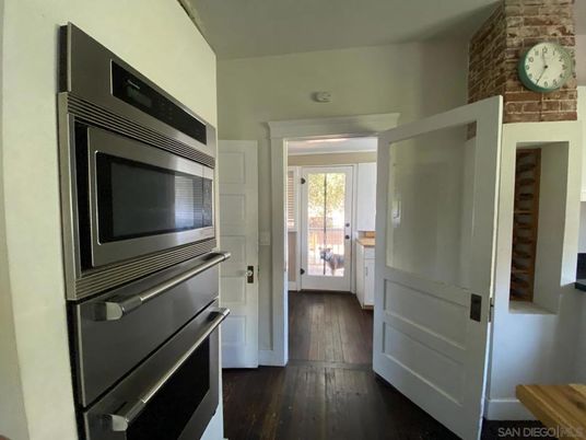 Interior, Kitchen, Stainless Steel Appliances, Stone Walls, Wood Texture Flooring