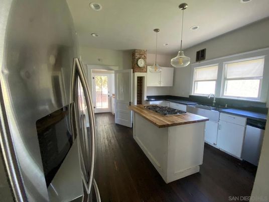 Interior, Kitchen, Pendant Lights, Recessed Lighting, Wood Texture Flooring