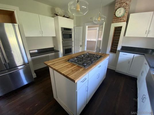 Interior, Kitchen, Pendant Lights, Stainless Steel Appliances, Wood Texture Flooring