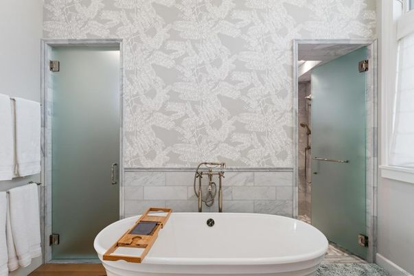 Bathroom, Glass Shower, Interior, Marble Walls