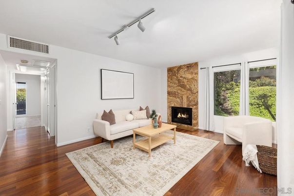 Fireplace, Interior, Living room, Stone Walls, Wood Texture Flooring