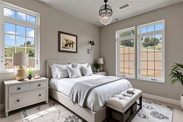 Bedroom, Chandelier, Interior