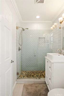 Bathroom, Glass Shower, Interior, Recessed Lighting