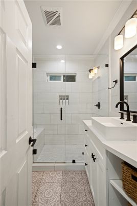 Bathroom, Glass Shower, Interior, Recessed Lighting