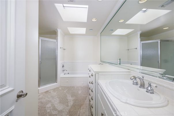 Bathroom, Dual Sink Vanities, Interior, Recessed Lighting, Tile Countertops