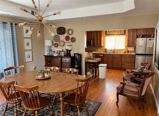 Dining room, Interior, Kitchen, Pendant Lights, Wood Texture Flooring