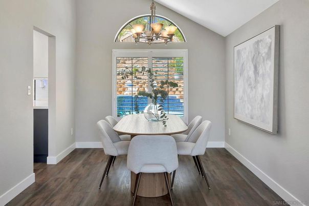 Chandelier, Dining room, Interior, Wood Texture Flooring