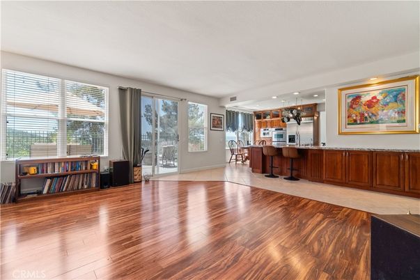 Dining room, Interior, Kitchen, Pendant Lights, Recessed Lighting, Wood Texture Flooring