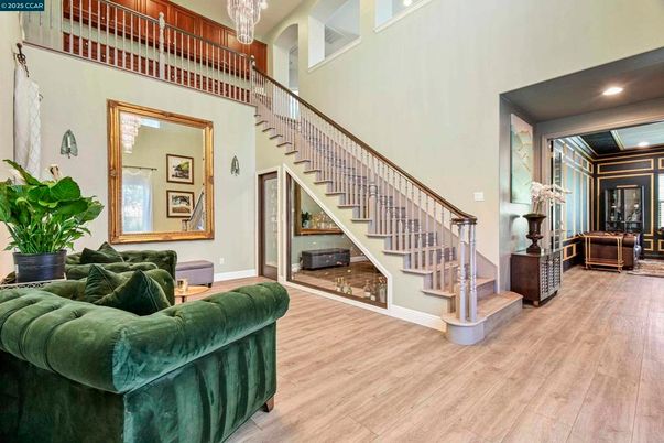 Chandelier, Interior, Living room, Recessed Lighting, Wood Texture Flooring