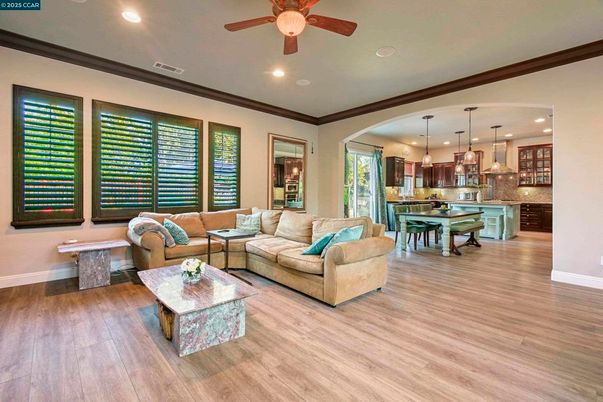 Dining room, Interior, Kitchen, Living room, Pendant Lights, Recessed Lighting, Wood Texture Flooring