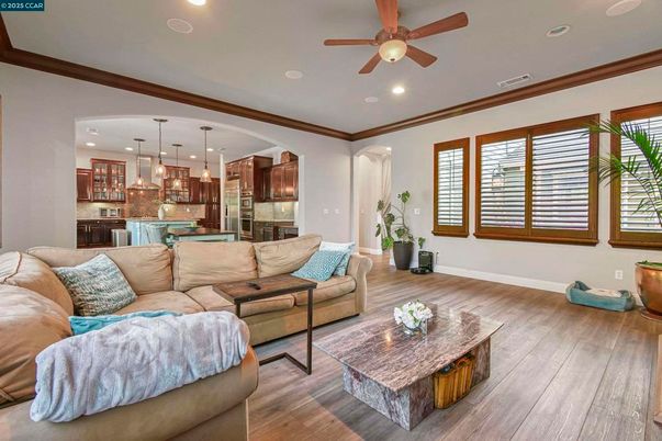 Interior, Kitchen, Living room, Pendant Lights, Recessed Lighting, Stainless Steel Appliances, Wood Texture Flooring