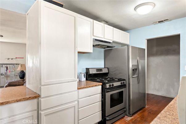 Interior, Kitchen, Stainless Steel Appliances, Wood Texture Flooring