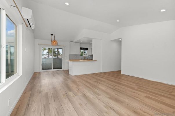 Empty room, Interior, Pendant Lights, Recessed Lighting, Wood Texture Flooring