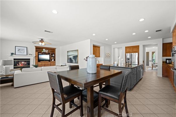 Dining room, Fireplace, Interior, Kitchen, Living room, Recessed Lighting