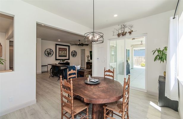 Dining room, Interior, Pendant Lights, Recessed Lighting, Water, Wood Texture Flooring