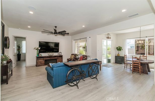 Dining room, Interior, Living room, Pendant Lights, Recessed Lighting, Wood Texture Flooring