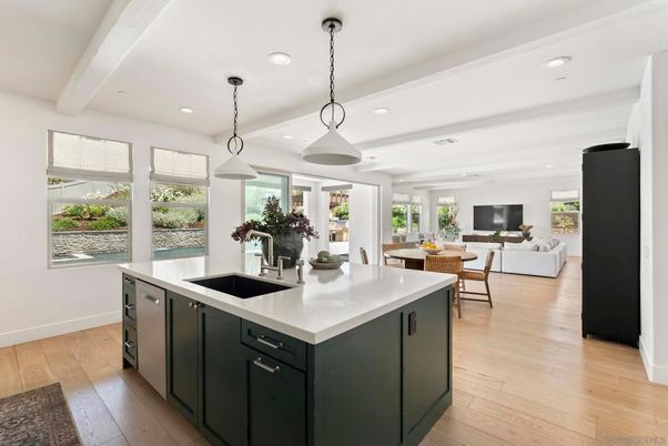 Dining room, Interior, Kitchen, Living room, Pendant Lights, Recessed Lighting, Wood Texture Flooring