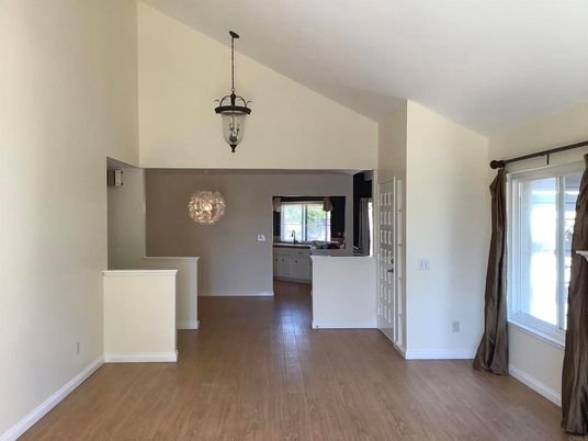 Empty room, Interior, Pendant Lights, Wood Texture Flooring