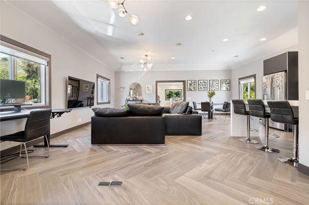 Interior, Living room, Recessed Lighting, Wood Texture Flooring