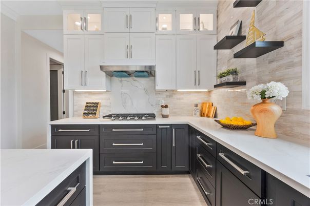 Interior, Kitchen, Marble Walls, Stainless Steel Appliances, Wood Texture Flooring