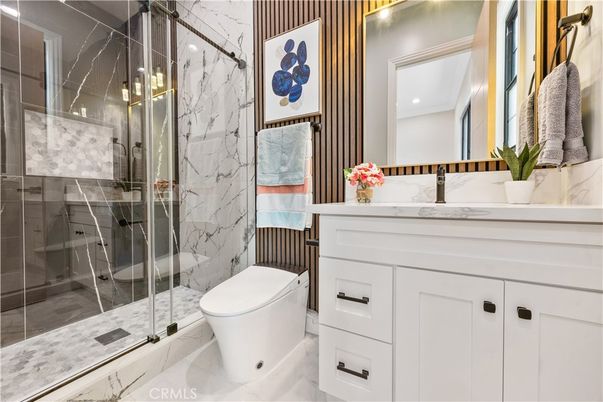 Bathroom, Glass Shower, Interior, Marble, Marble Walls