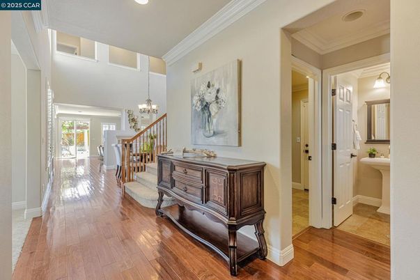 Bathroom, Chandelier, Interior, Recessed Lighting, Wood Texture Flooring