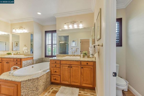 Bathroom, Bedroom, Dual Sink Vanities, Glass Shower, Interior, Recessed Lighting