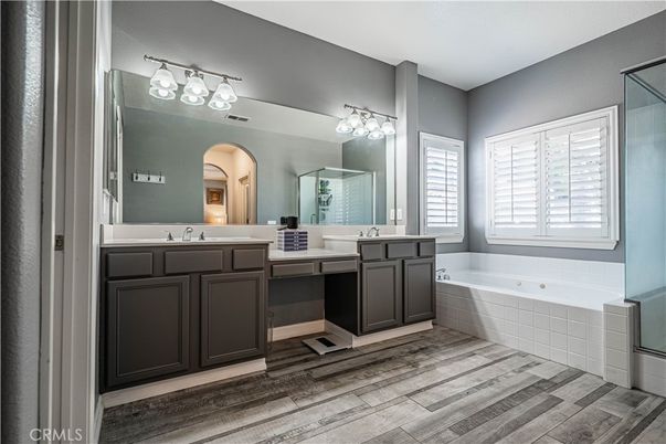 Bathroom, Dual Sink Vanities, Interior, Wood Texture Flooring