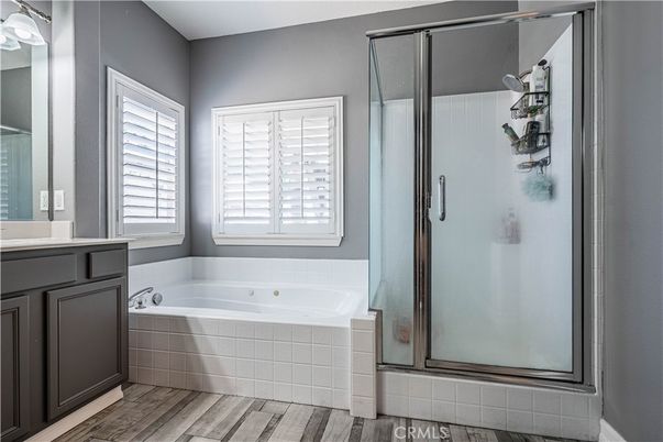Bathroom, Glass Shower, Interior, Wood Texture Flooring