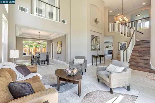 Chandelier, Dining room, Interior, Living room, Recessed Lighting, Wood Texture Flooring