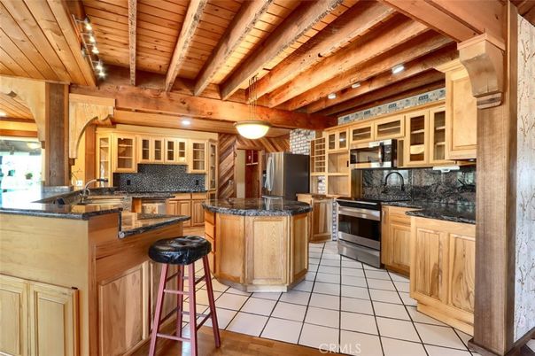 Interior, Kitchen, Recessed Lighting, Stainless Steel Appliances, Wooden Beams, Wooden Ceilings