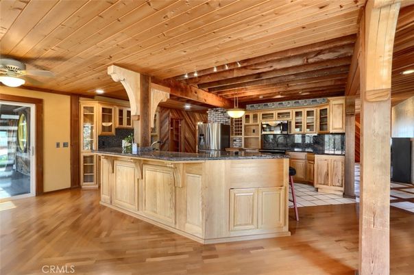 Interior, Kitchen, Pendant Lights, Recessed Lighting, Wooden Beams, Wooden Ceilings, Wood Texture Flooring