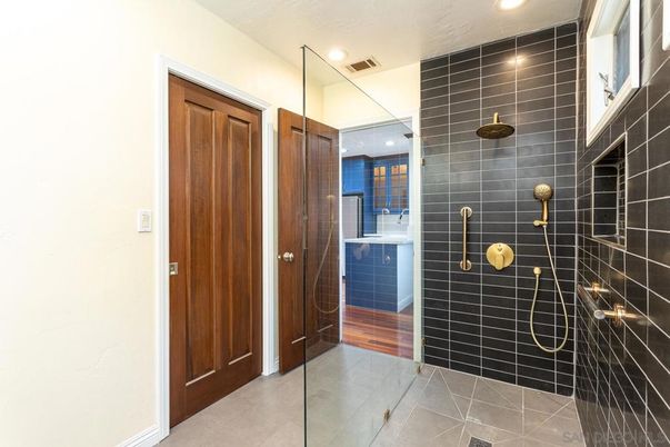 Bathroom, Glass Shower, Interior, Recessed Lighting