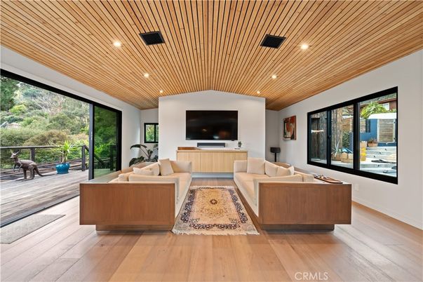 Interior, Living room, Recessed Lighting, Wooden Ceilings, Wood Texture Flooring