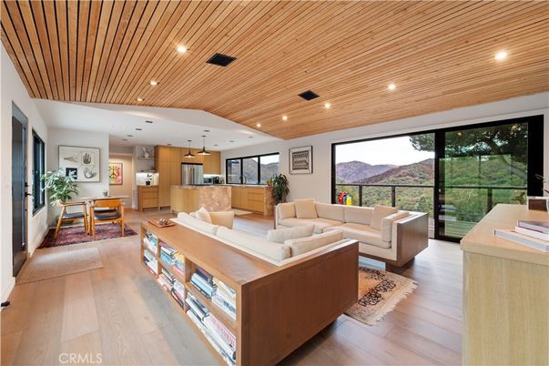 Dining room, Interior, Kitchen, Living room, Pendant Lights, Recessed Lighting, Wooden Ceilings, Wood Texture Flooring