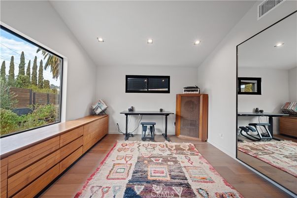 Home Office, Interior, Recessed Lighting, Wood Texture Flooring