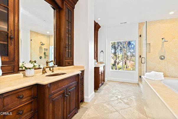 Bathroom, Dual Sink Vanities, Glass Shower, Interior, Recessed Lighting