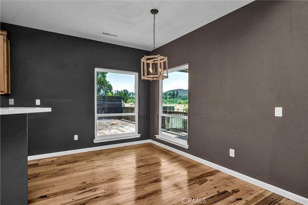 Empty room, Interior, Pendant Lights, Wood Texture Flooring
