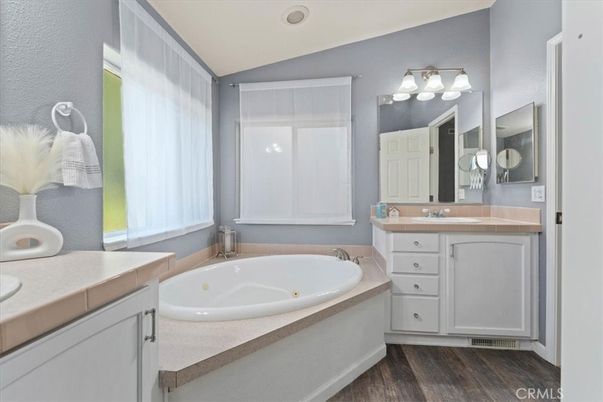 Bathroom, Dual Sink Vanities, Interior, Wood Texture Flooring