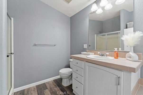 Bathroom, Interior, Tile Countertops, Wood Texture Flooring