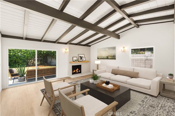 Fireplace, Interior, Living room, Wooden Beams, Wood Texture Flooring