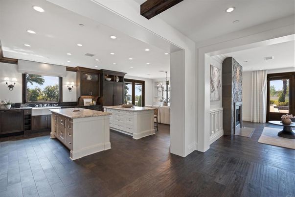 Chandelier, Interior, Kitchen, Pendant Lights, Recessed Lighting, Wood Texture Flooring