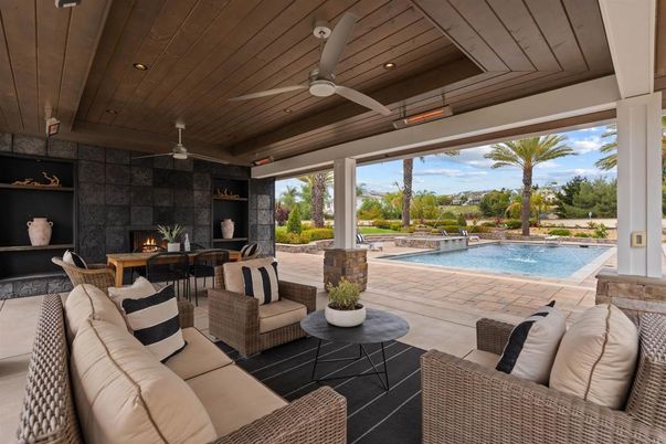 Exterior, Fireplace, Pool