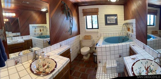 Bathroom, Dual Sink Vanities, Interior, Tile Countertops, Wooden Walls